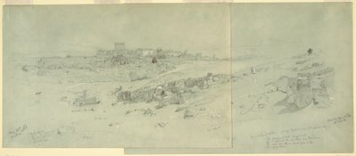 Teckning, Templen på morgonen, Baalbek, 12 maj 1868 av Frederic Edwin Church