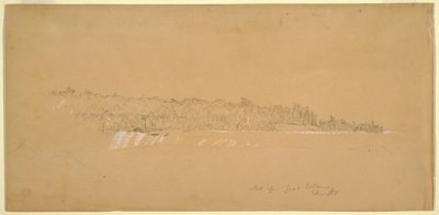 Teckning, Terrapin Rocks amp; den östra delen av Goat Island från Canadian Bank, augusti 1858 av Frederic Edwin Church