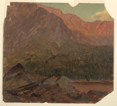 Teckning, Den stora Katahdin-bassängen, Maine, 1860-70 av Frederic Edwin Church