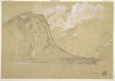Teckning, Königssee och Schrainbachfallen, juli 1868 av Frederic Edwin Church