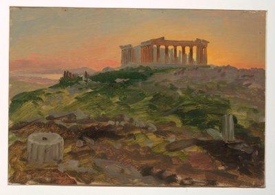 Teckning, Parthenon från sydost, april 1869 av Frederic Edwin Church