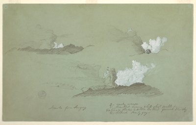 Teckning, Tre studier av Sangay-vulkanen, juli 1857 av Frederic Edwin Church