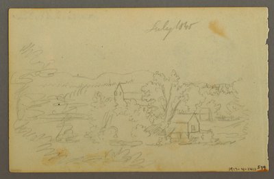Teckning, Träd, ko, 1844 av Frederic Edwin Church
