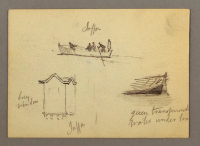 Teckning, Tolv figurskisser, Joffa, Palestina, 1868 av Frederic Edwin Church