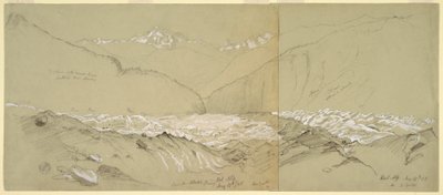 Teckning, Övre Aletschglaciären med Stora Fusshorn, 1868 av Frederic Edwin Church