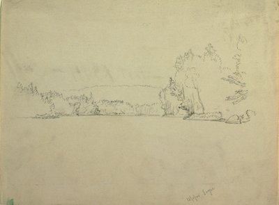 Teckning, Upper Togue Lake, ca 1885 av Frederic Edwin Church