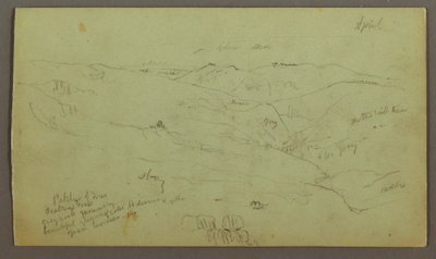 Teckning, Valley, april möjligen 1868 av Frederic Edwin Church