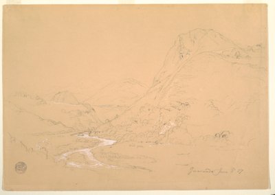 Ritning, dalen nära Guaranda, 3 juni 1857 av Frederic Edwin Church