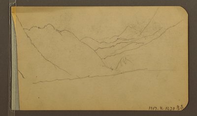 Teckning, dal; Averso: Bergstopp, 1889 av Frederic Edwin Church