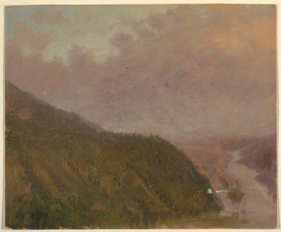 Teckning, Dal från toppen av en hög kulle (Europa), 1860-70 av Frederic Edwin Church