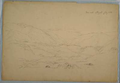 Teckning, dalen nära Ibagué, Colombia, juli 1853 av Frederic Edwin Church