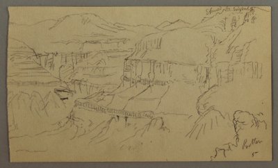 Ritning, El Yemens dal, 20 februari 1868 av Frederic Edwin Church