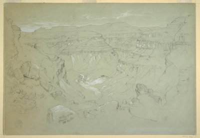 Ritning, El Yemens dal, 20 februari 1868 av Frederic Edwin Church