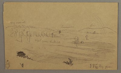 Teckning, Valley, regnbåge, möjligen 1865-66 av Frederic Edwin Church