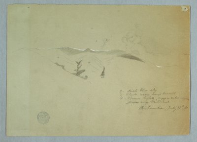 Teckning, Dalar och snötäckta bergsryggar, Riobamba, Ecuador, 13 juli 1857 av Frederic Edwin Church