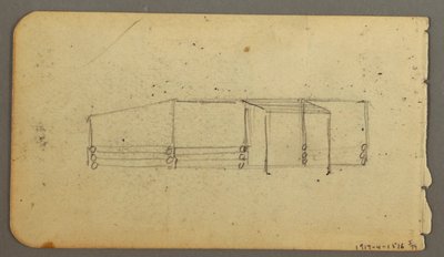 Ritning, Verso: ritning av hytt, möjligen 1878 av Frederic Edwin Church