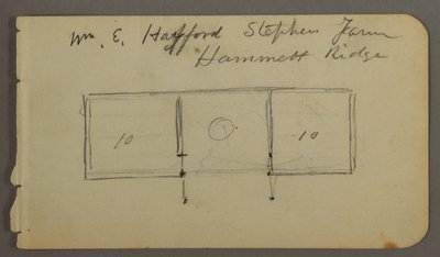 Ritning, Verso: ritning av hytt, möjligen 1878 av Frederic Edwin Church