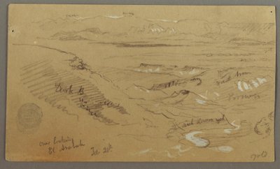 Teckning, Vy över Wady el-Arabah, 20 februari, möjligen 1868 av Frederic Edwin Church