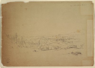 Teckning, Utsikt från Grand Manan Island, Kanada, mot havet, september 1851 av Frederic Edwin Church