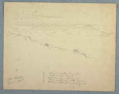 Teckning, utsikt från Mount Salus, Jamaica, juni 1865 av Frederic Edwin Church
