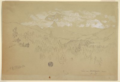 Teckning, Vy nära Berchtesgaden, Bayern, juni 1868 av Frederic Edwin Church