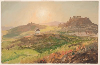 Teckning, utsikt över Akropolis, Aten, april 1869 av Frederic Edwin Church