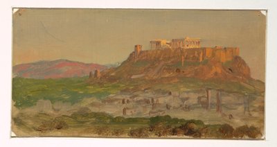 Teckning, vy över Akropolis från söder, Aten, april 1869 av Frederic Edwin Church