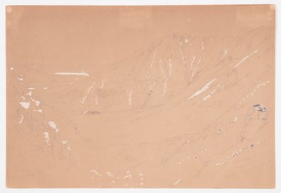 Teckning, Utsikt mot den stora bassängen, Mount Katahdin, september 1877 av Frederic Edwin Church