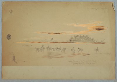Teckning, Vattenbärare på Magdalena (Bay), Barranquilla, Republiken Nueva Grenada, nuvarande Colombia, 2 maj 1853 av Frederic Edwin Church