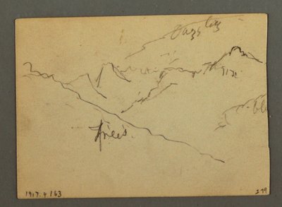 Teckning, Vattenfall mellan Veney och Sion, Rhônedalen, Schweiz, augusti 1868 av Frederic Edwin Church
