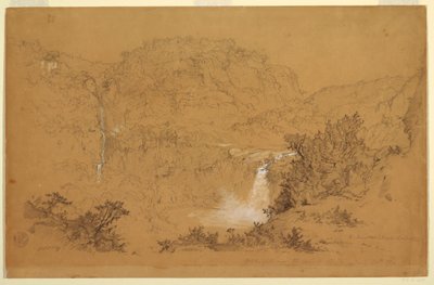 Teckning, Vattenfall nära Hacienda, Chillo, Ecuador, 26 juni 1857 av Frederic Edwin Church