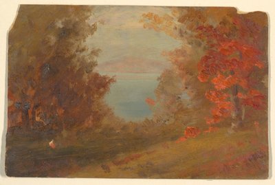 Teckning, skogsscen på hösten (Hudson, New York eller Maine), 1860-70 av Frederic Edwin Church