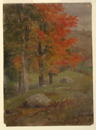 Teckning, skog på hösten, 1865 av Frederic Edwin Church