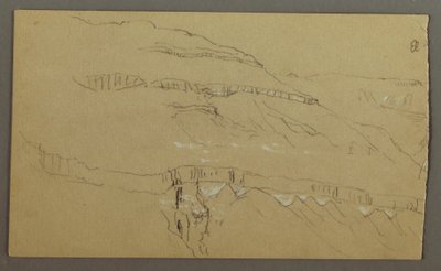 El Yemen Valley, Arabien: Klippvägg med den övre delen som liknar en rad av kolonner av Frederic Edwin Church