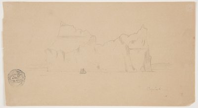 Flytande isberg med segelbåt av Frederic Edwin Church