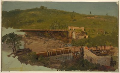 Kulle med viadukter och ruinerade kvarnar, nära Catskill, New York av Frederic Edwin Church