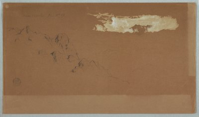 Berg nära Mocho, Ecuador, visar förmodligen berget Chimborazo inramat av moln av Frederic Edwin Church