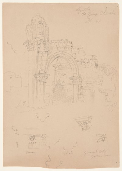 Ruinerna av St. George Church, Lydda [dagens Lod] av Frederic Edwin Church