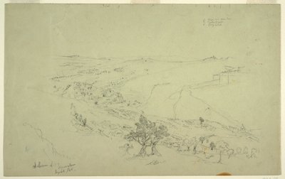Siloam och Jerusalem, sydöstra hörnet av murarna sett från Oljeberget [Jerusalem och Silwan, östra Jerusalem, Israel] av Frederic Edwin Church