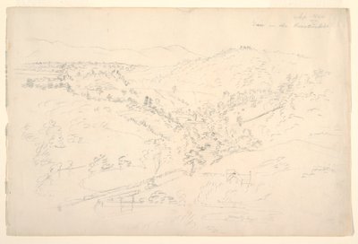 Skiss av ett Catskill-landskap (vy över Kaanterkill) av Frederic Edwin Church