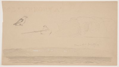 Skisser från Labrador of Snow on Land, Man in Boat och Bird av Frederic Edwin Church