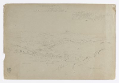 Studie. Landskap med berget Puresé. Skiss. Landskap av Frederic Edwin Church