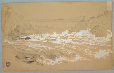 Gorge, Niagara, tittar mot hängbron av Frederic Edwin Church