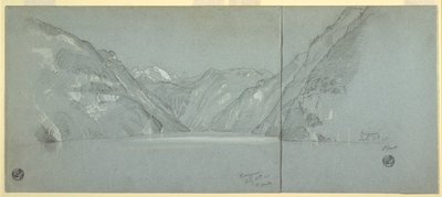Utsikt över sjön Konigssee med Falkenstein, nära Berchtesgaden, Bayern, Tyskland, del 2 av Frederic Edwin Church