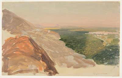 Utsikt över en slätt med Damaskus, Syrien, från bergen. av Frederic Edwin Church