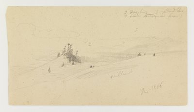 Skogsbeklädd Hilltop, Hilly Valley, Sun av Frederic Edwin Church