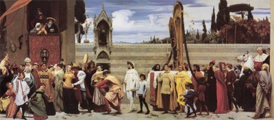 Cimabues hyllade madonna bärs i procession genom Florens gator av Frederic Leighton