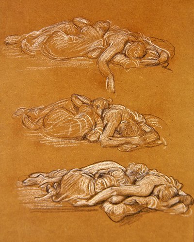 Cymon och Iphigenia (svartvit krita på papper) av Frederic Leighton