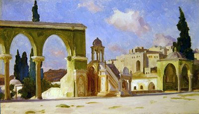El Haram, Jerusalem (olja på panel) av Frederic Leighton