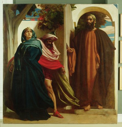 Jezebel och Ahab möttes av Elia, ca 1862-3 av Frederic Leighton